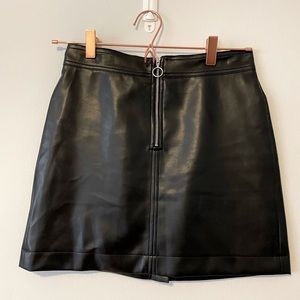Black Faux Leather Skirt with Zip